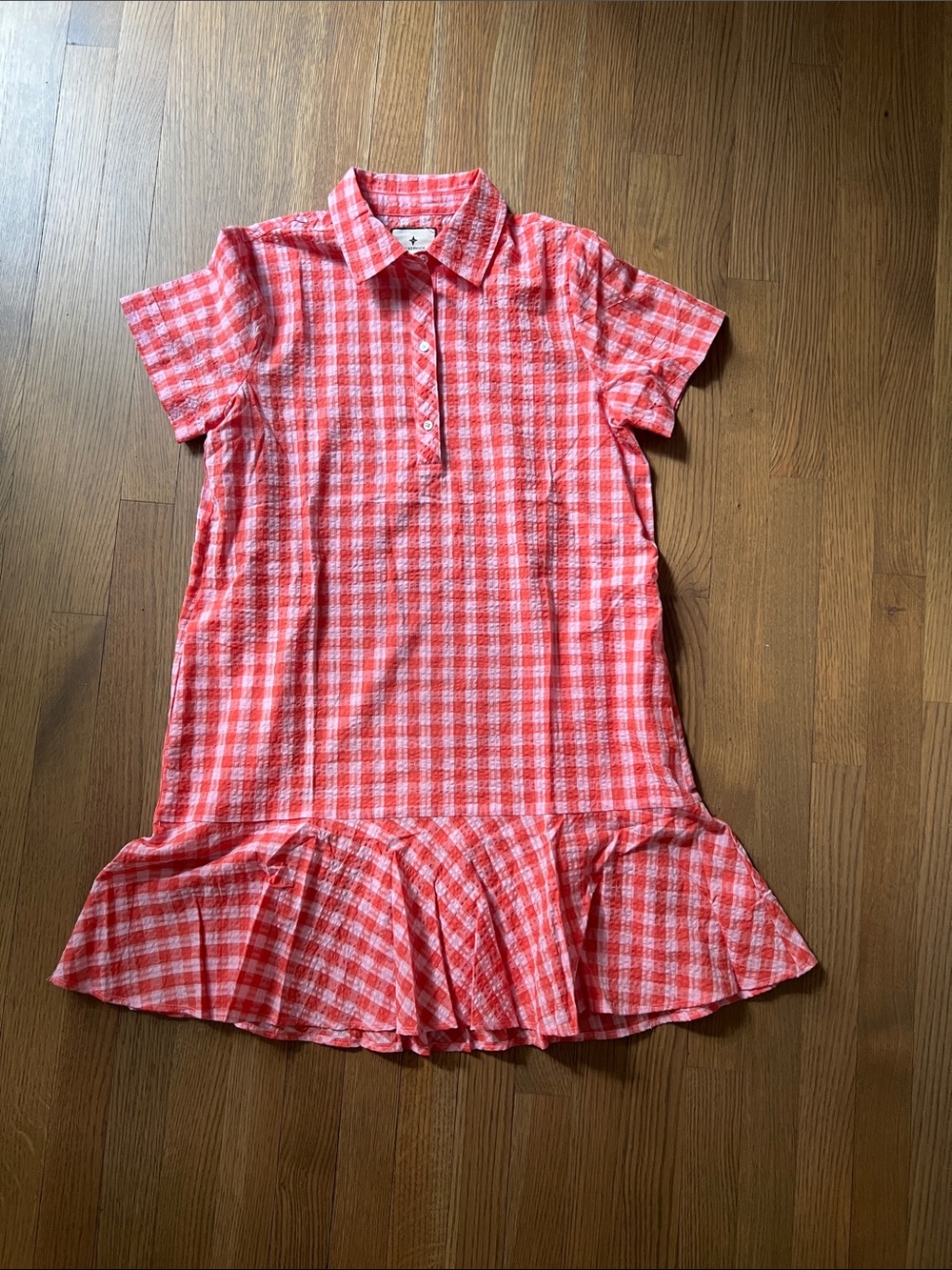 Tuckernuck Pink Plaid Polo Mini Dress with Ruffle Hem